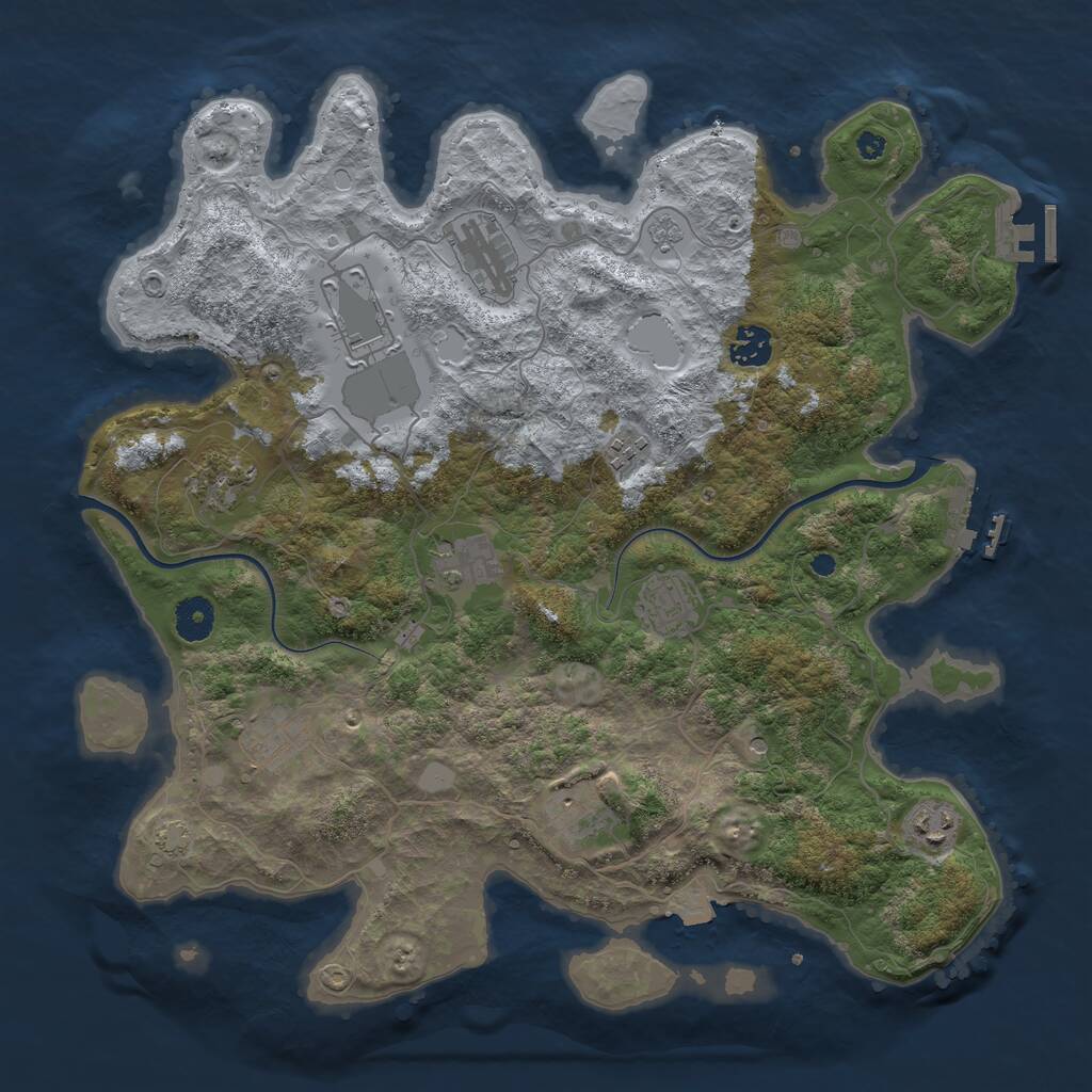 Rust Map: Procedural Map, Size: 3850, Seed: 1126510812, 16 Monuments