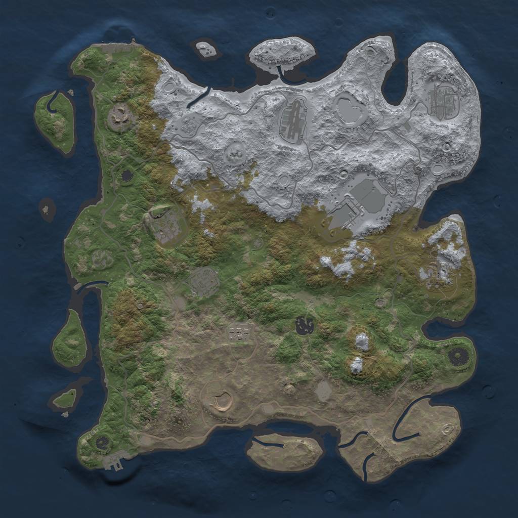 Rust Map: Procedural Map, Size: 4000, Seed: 1929, 18 Monuments