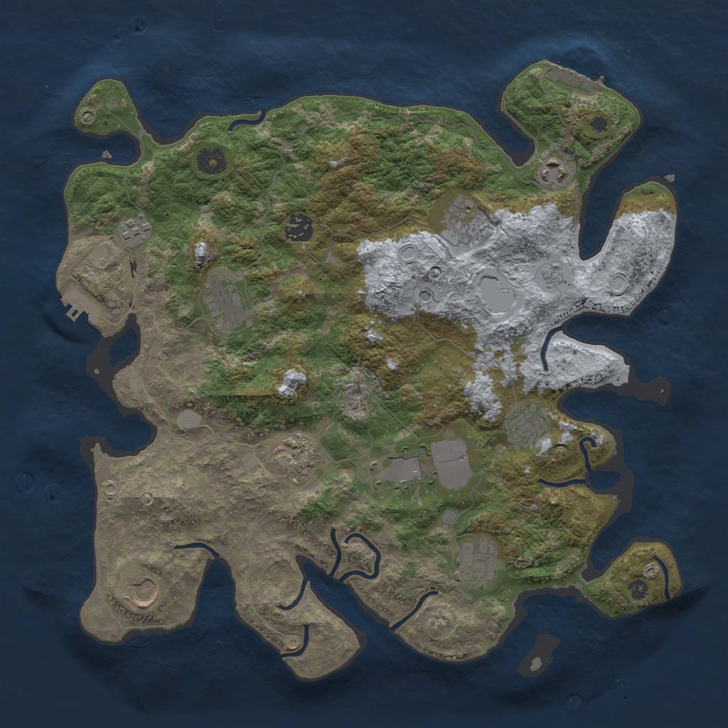 Rust Map: Procedural Map, Size: 3800, Seed: 44224824, 19 Monuments