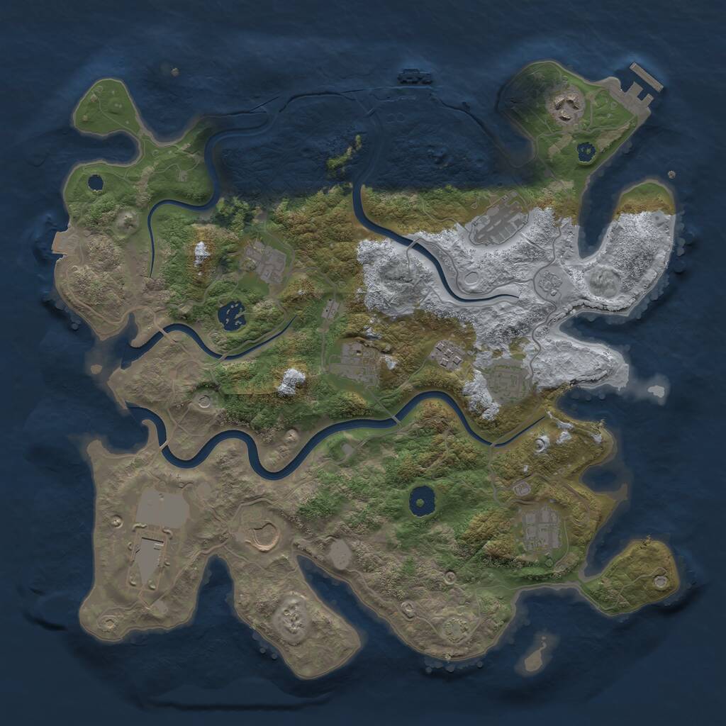 Rust Map: Procedural Map, Size: 3800, Seed: 44224824, 16 Monuments