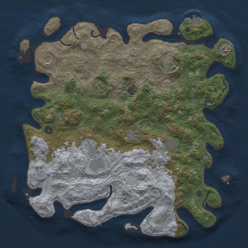 Rust Map: Procedural Map, Size: 4500, Seed: 47149260, 19 Monuments