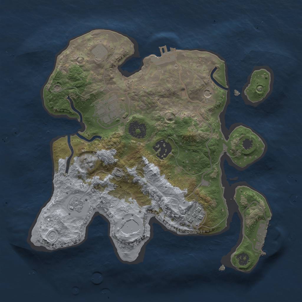 Rust Map: Procedural Map, Size: 2500, Seed: 56756, 12 Monuments