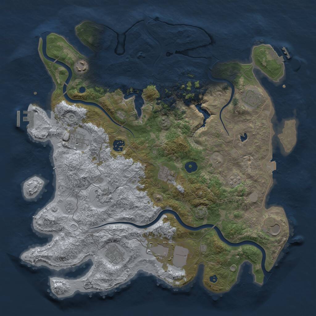 Rust Map: Procedural Map, Size: 4000, Seed: 1406207596, 16 Monuments
