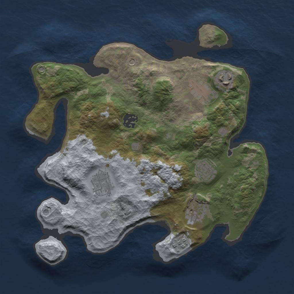 Rust Map: Barren, Size: 3000, Seed: 41287, 10 Monuments