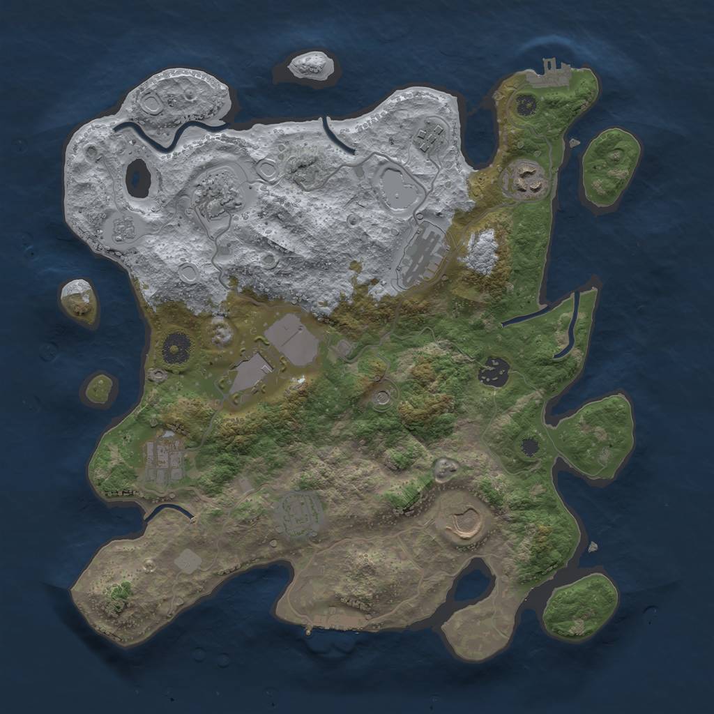 Rust Map: Procedural Map, Size: 3500, Seed: 1849526281, 18 Monuments