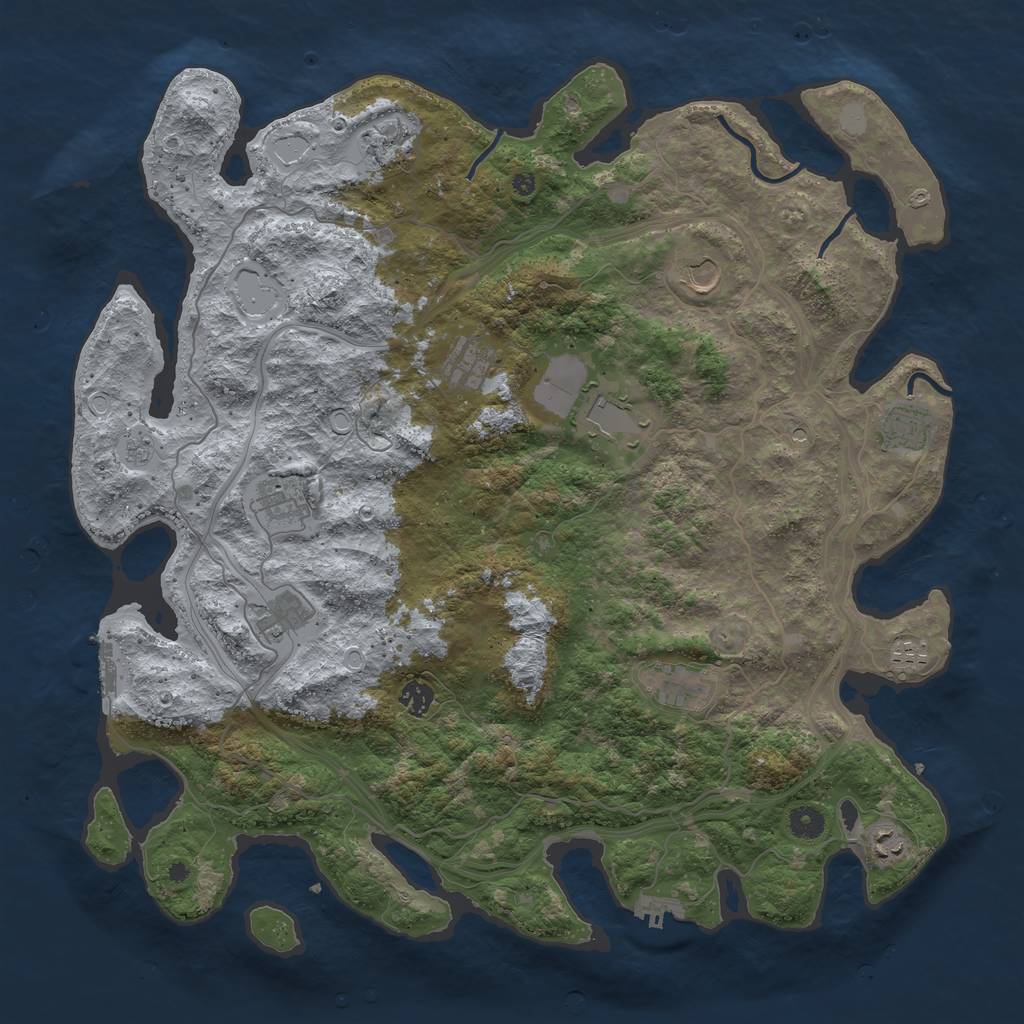 Rust Map: Procedural Map, Size: 4500, Seed: 1688365697, 20 Monuments
