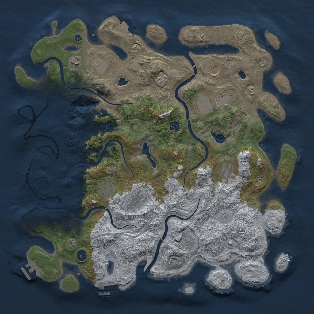 Rust Map: Procedural Map, Size: 4500, Seed: 355, 16 Monuments