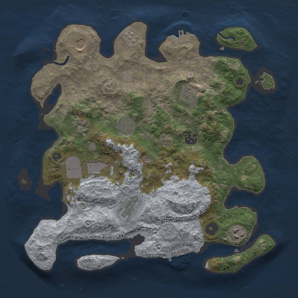 Rust Map: Procedural Map, Size: 3500, Seed: 36745498, 18 Monuments