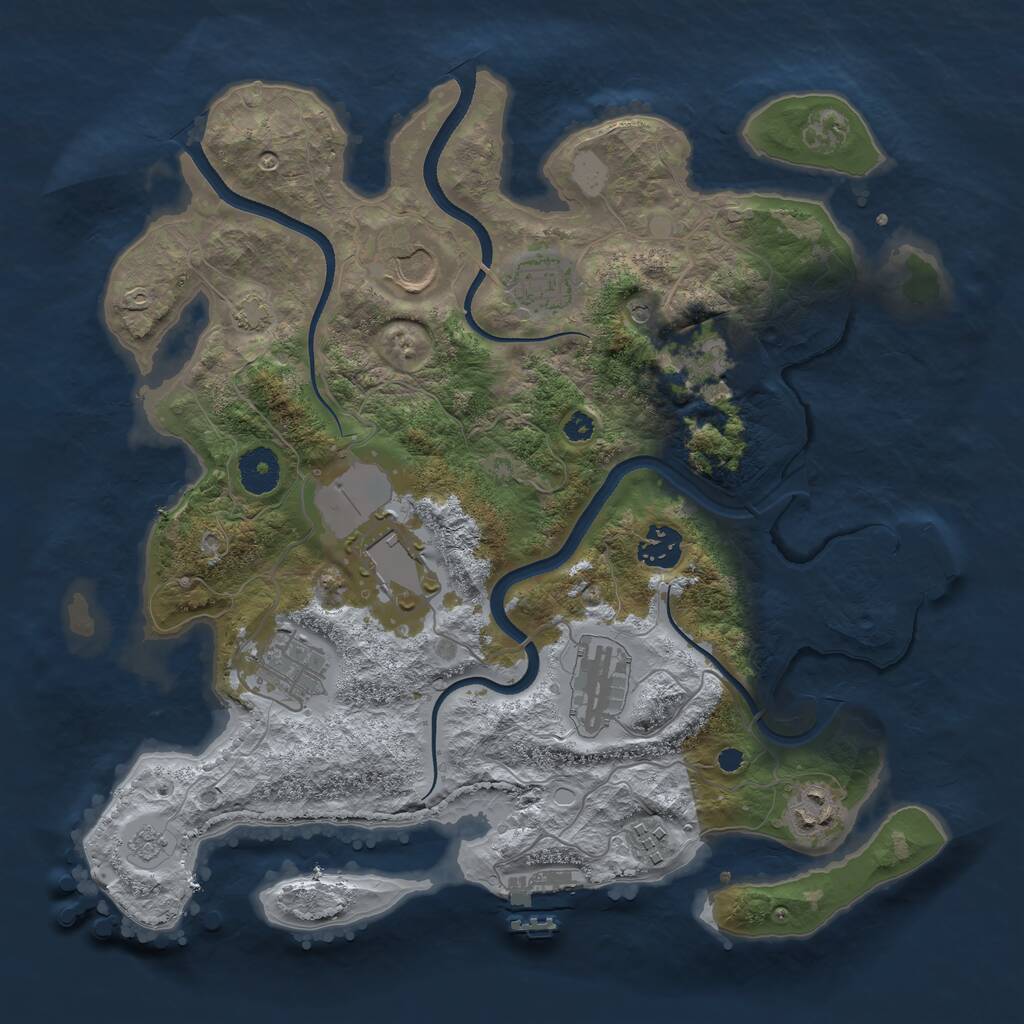 Rust Map: Procedural Map, Size: 3500, Seed: 36745498, 15 Monuments