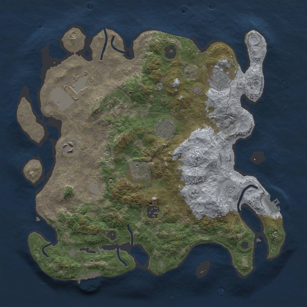 Rust Map: Procedural Map, Size: 3500, Seed: 54349574, 16 Monuments