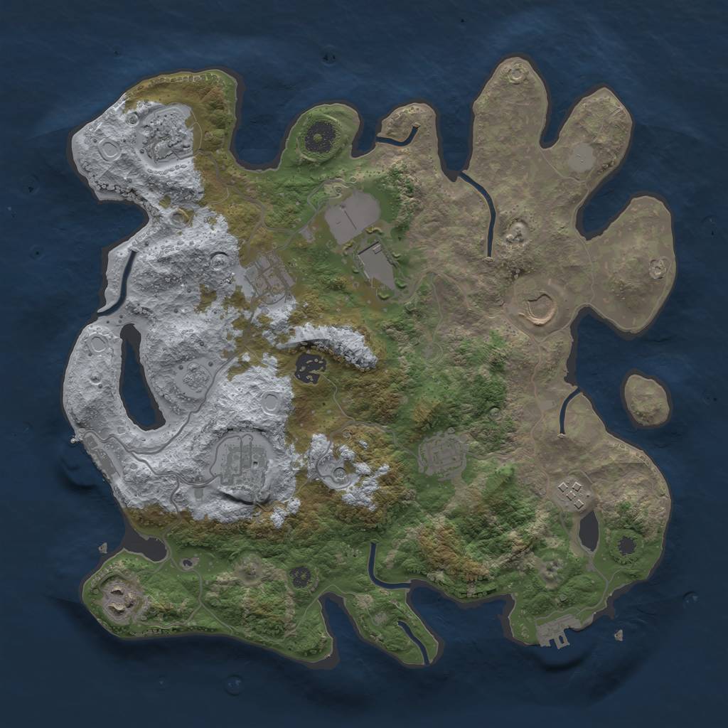Rust Map: Procedural Map, Size: 3500, Seed: 75128318, 18 Monuments