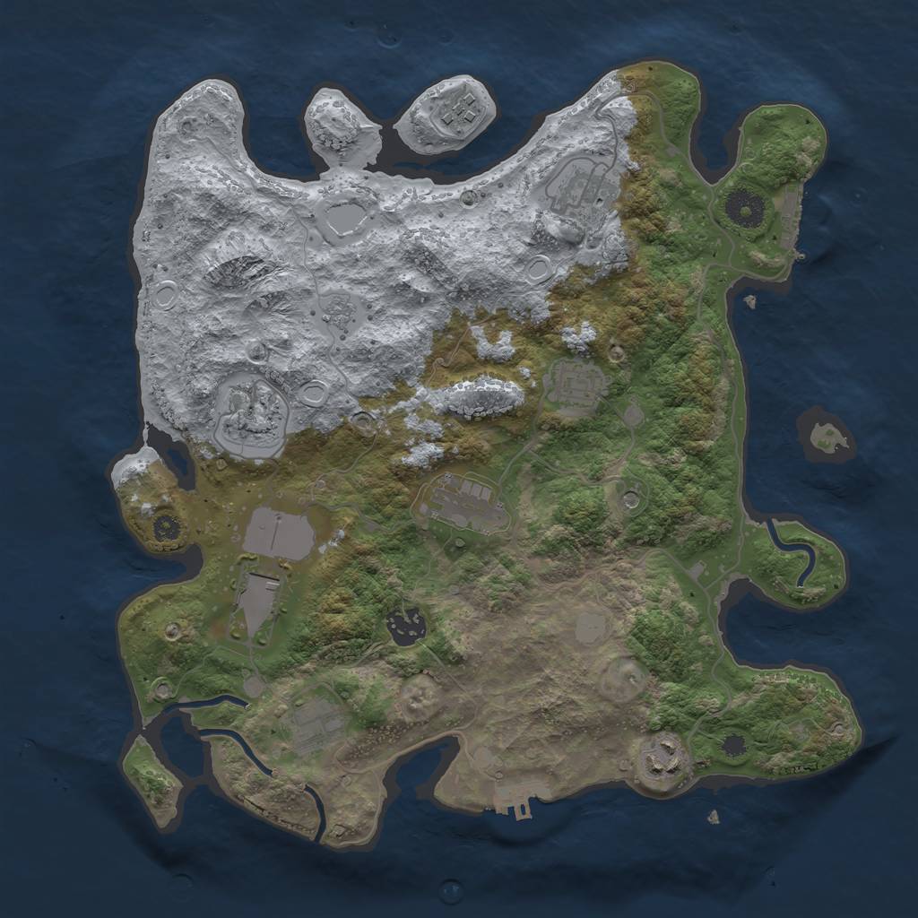 Rust Map: Procedural Map, Size: 3500, Seed: 88104154, 18 Monuments