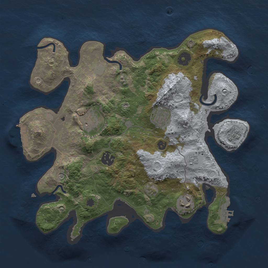 Rust Map: Procedural Map, Size: 3000, Seed: 481897518, 14 Monuments