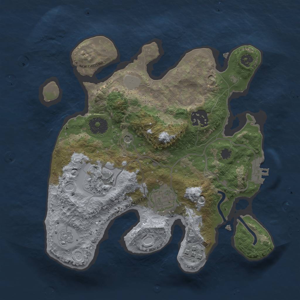 Rust Map: Procedural Map, Size: 2500, Seed: 13579, 12 Monuments