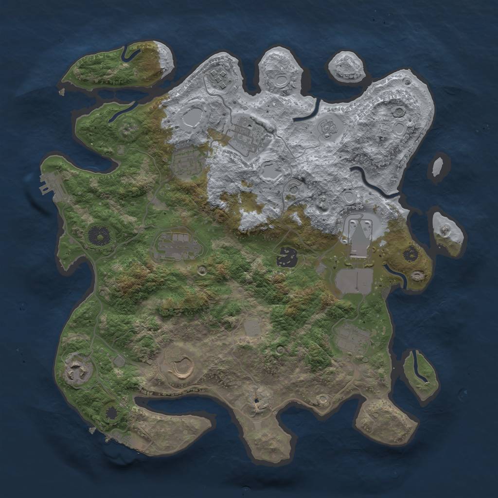 Rust Map: Procedural Map, Size: 3500, Seed: 3386, 18 Monuments
