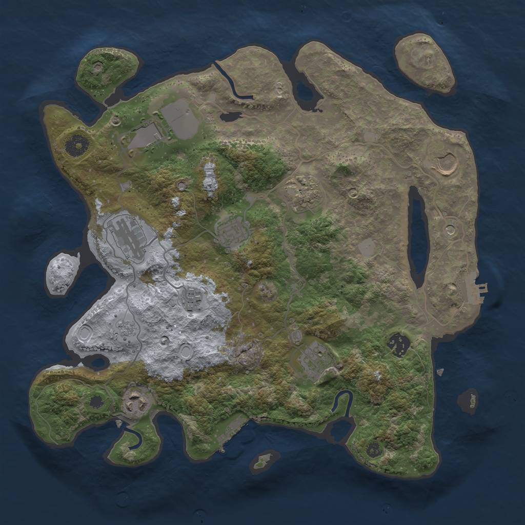 Rust Map: Procedural Map, Size: 3500, Seed: 1290245368, 18 Monuments