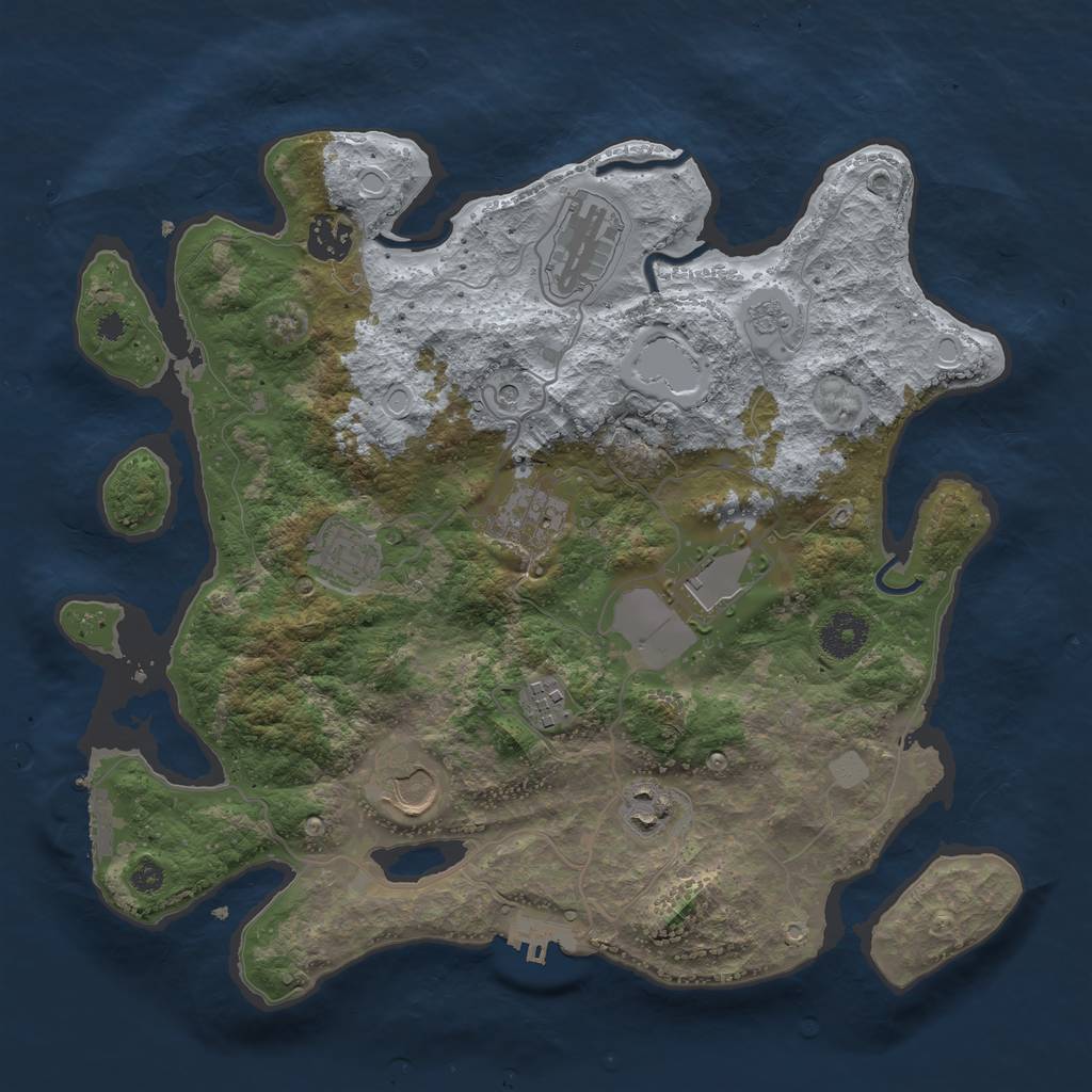 Rust Map: Procedural Map, Size: 3500, Seed: 2112555, 17 Monuments