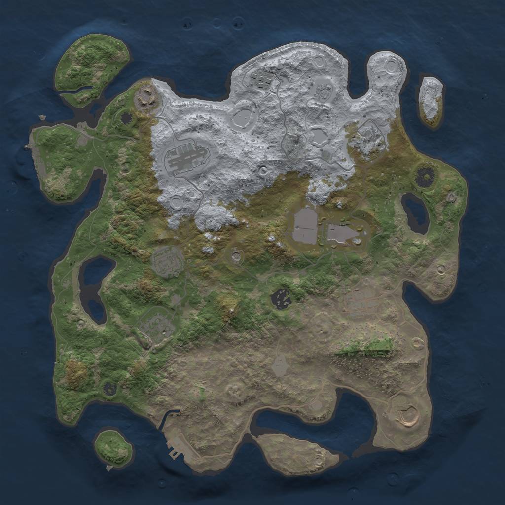 Rust Map: Procedural Map, Size: 3750, Seed: 732719164, 19 Monuments