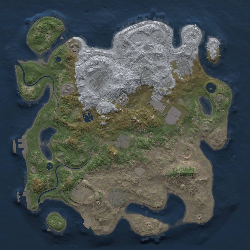 Rust Map: Procedural Map, Size: 3750, Seed: 732719164, 16 Monuments
