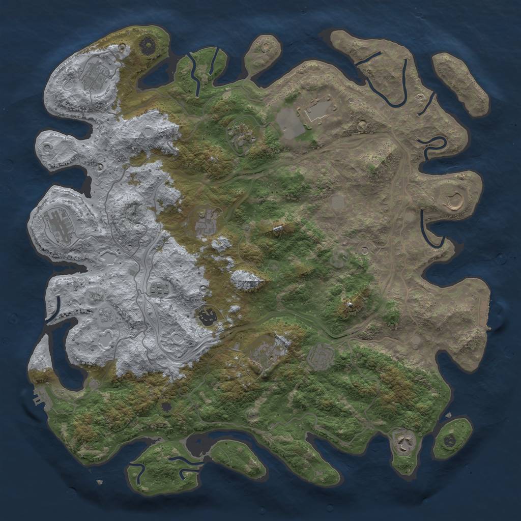Rust Map: Procedural Map, Size: 4500, Seed: 650852489, 20 Monuments