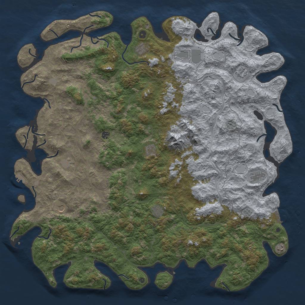Rust Map: Procedural Map, Size: 6000, Seed: 503994610, 20 Monuments