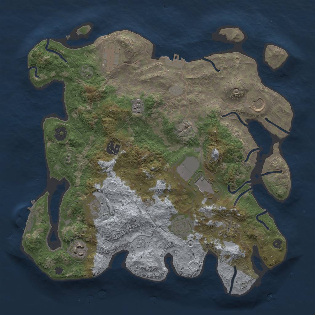 Rust Map: Procedural Map, Size: 3500, Seed: 1455053661, 16 Monuments