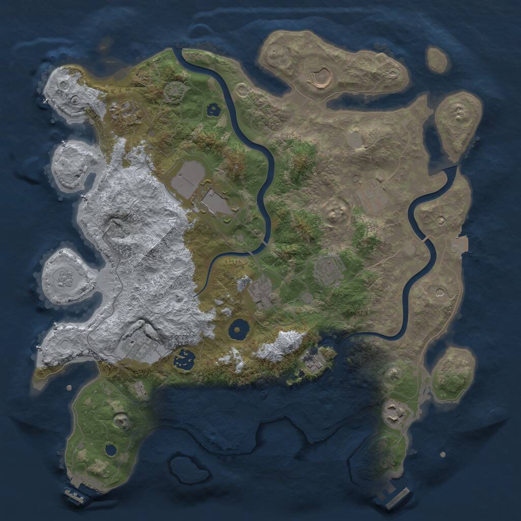 Rust Map: Procedural Map, Size: 3750, Seed: 1019687676, 16 Monuments