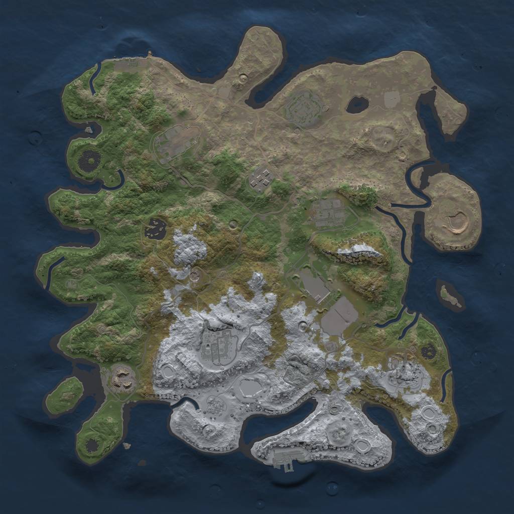 Rust Map: Procedural Map, Size: 3500, Seed: 21920590, 19 Monuments