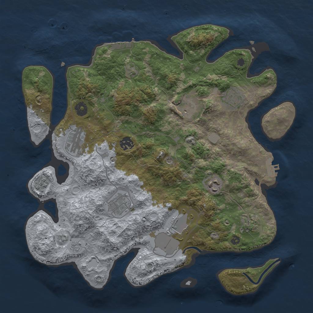 Rust Map: Procedural Map, Size: 3500, Seed: 1297927108, 18 Monuments