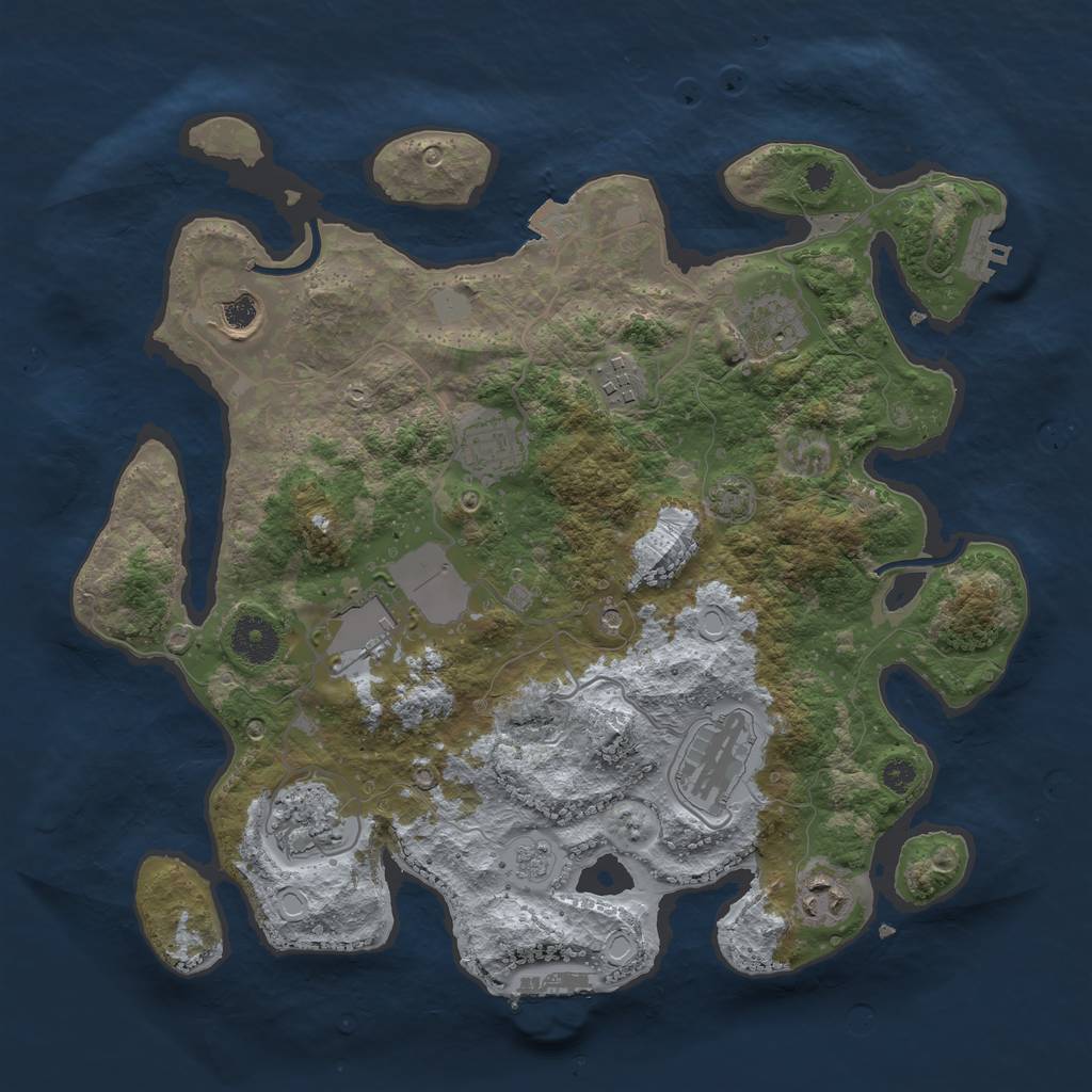 Rust Map: Procedural Map, Size: 3500, Seed: 520403073, 16 Monuments