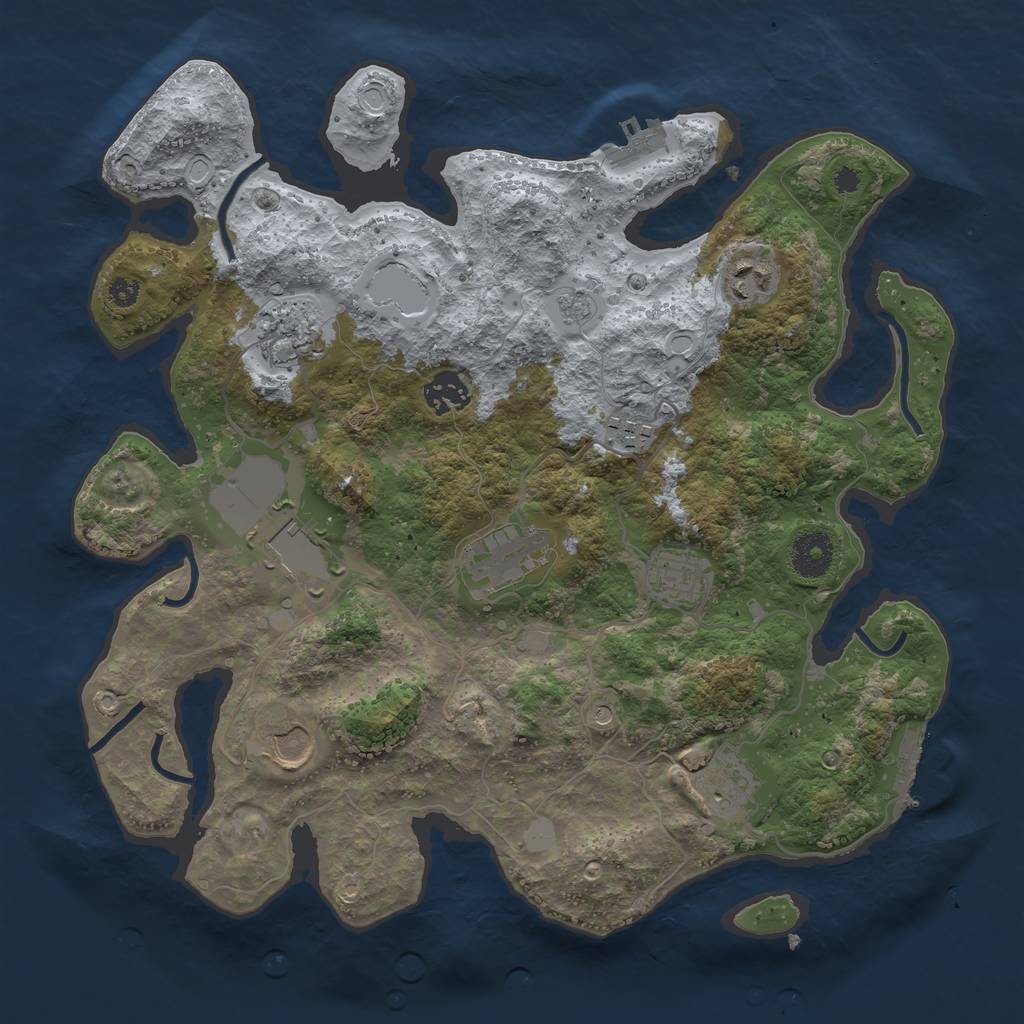 Rust Map: Procedural Map, Size: 3500, Seed: 1436040534, 18 Monuments