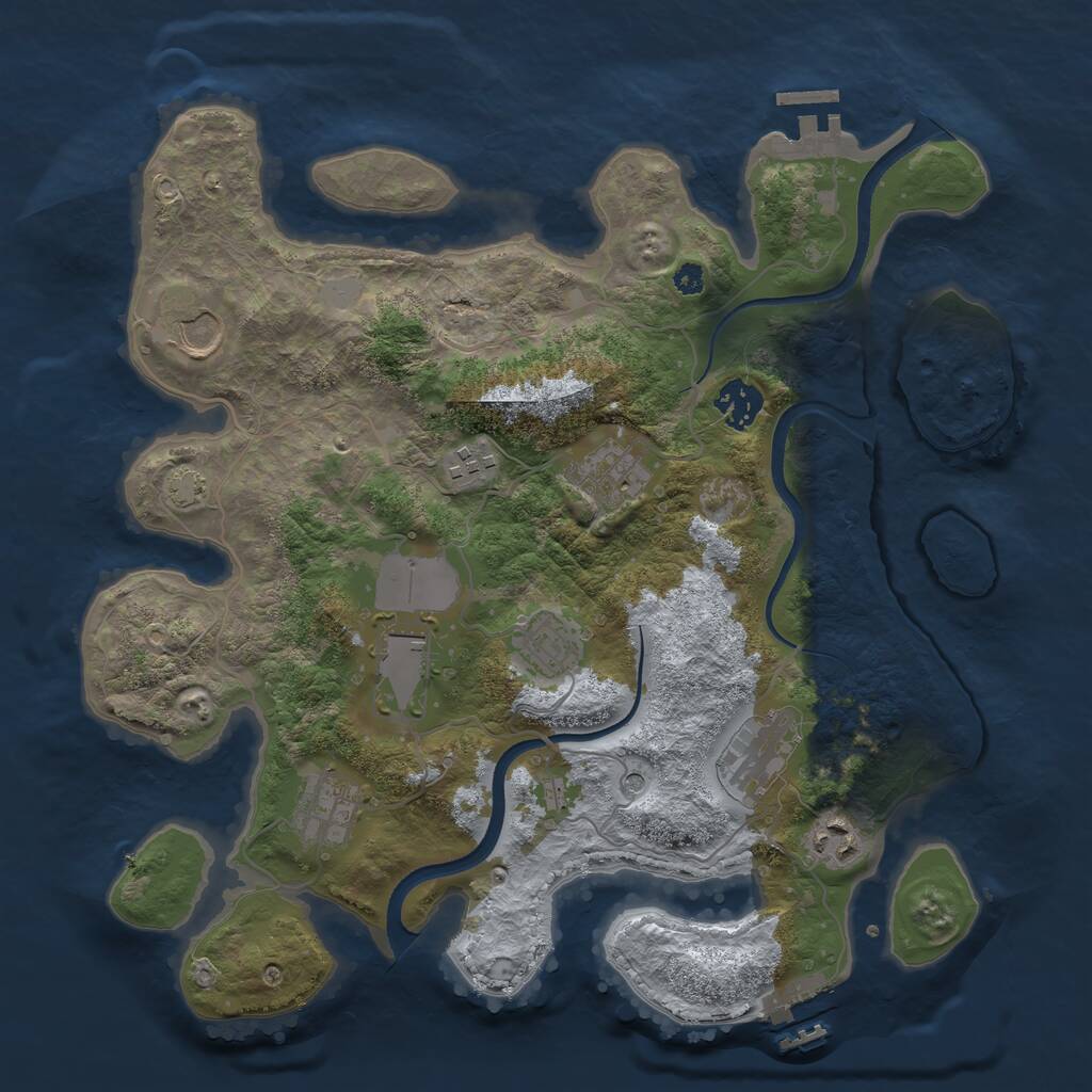 Rust Map: Procedural Map, Size: 3500, Seed: 75270383, 14 Monuments