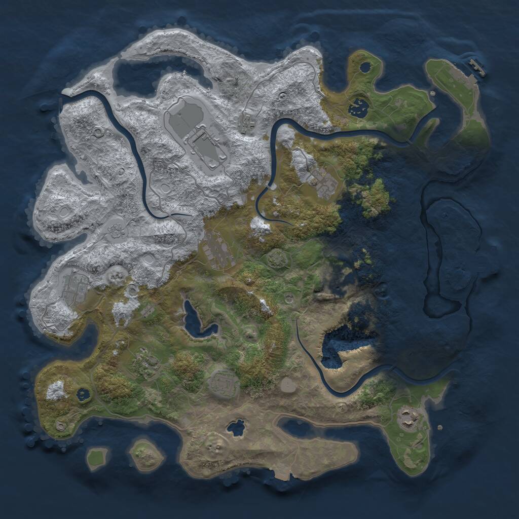 Rust Map: Procedural Map, Size: 4000, Seed: 587245, 16 Monuments