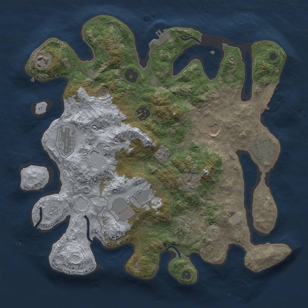 Rust Map: Procedural Map, Size: 3500, Seed: 904946937, 17 Monuments