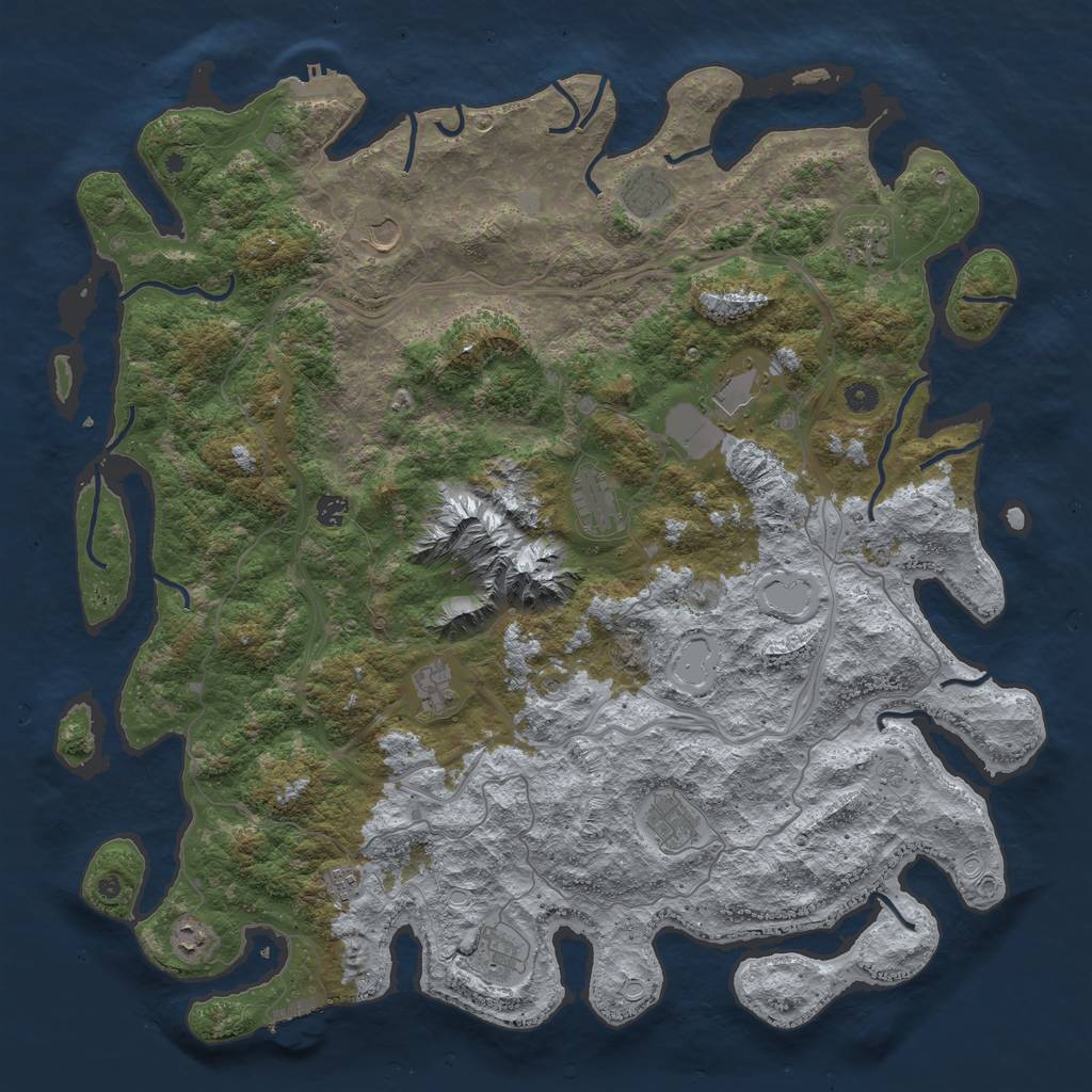 Rust Map: Procedural Map, Size: 5000, Seed: 1234568, 20 Monuments