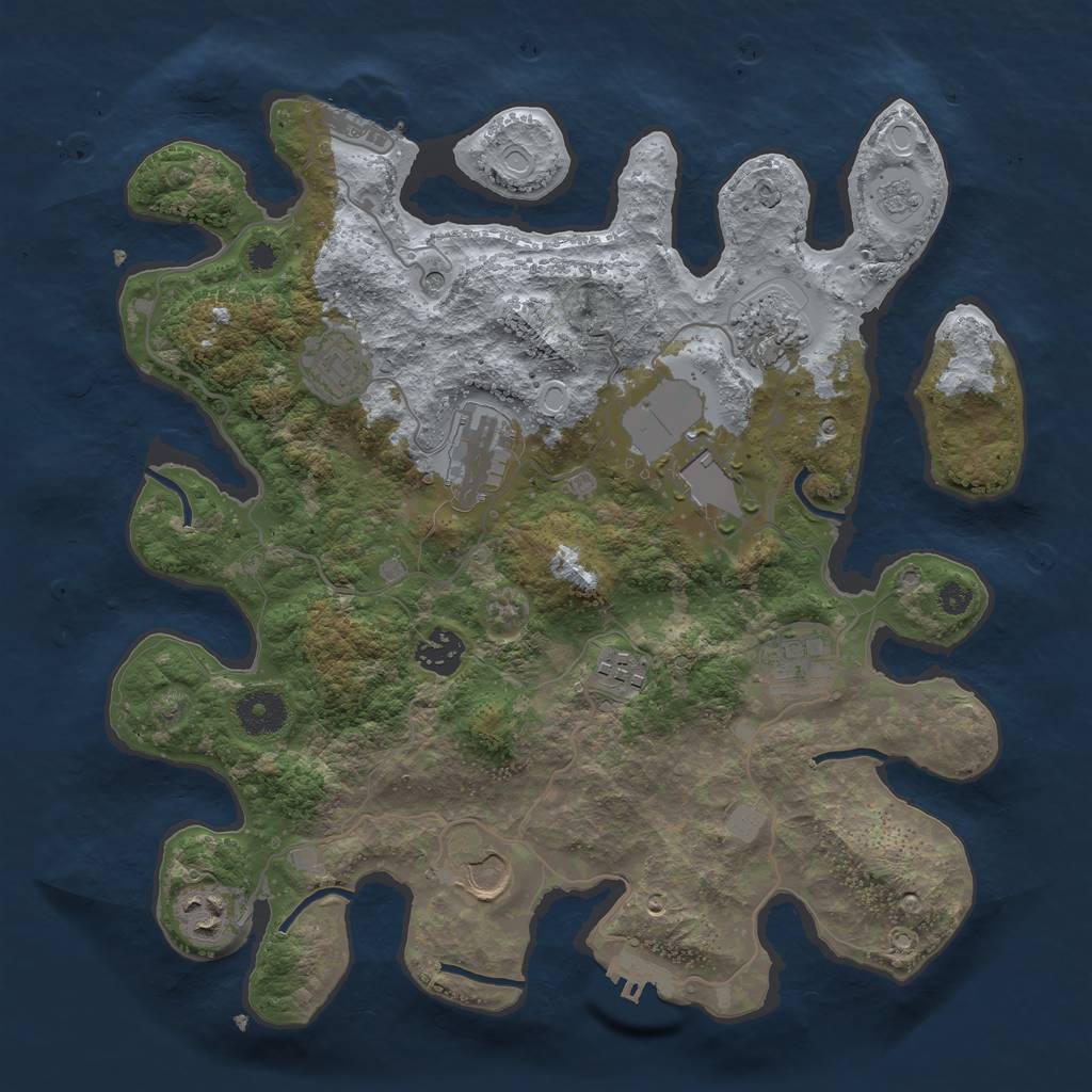 Rust Map: Procedural Map, Size: 3500, Seed: 1570350096, 18 Monuments