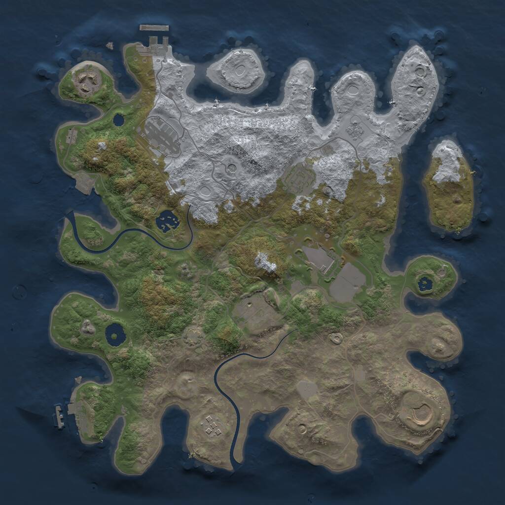 Rust Map: Procedural Map, Size: 3500, Seed: 1570350096, 14 Monuments