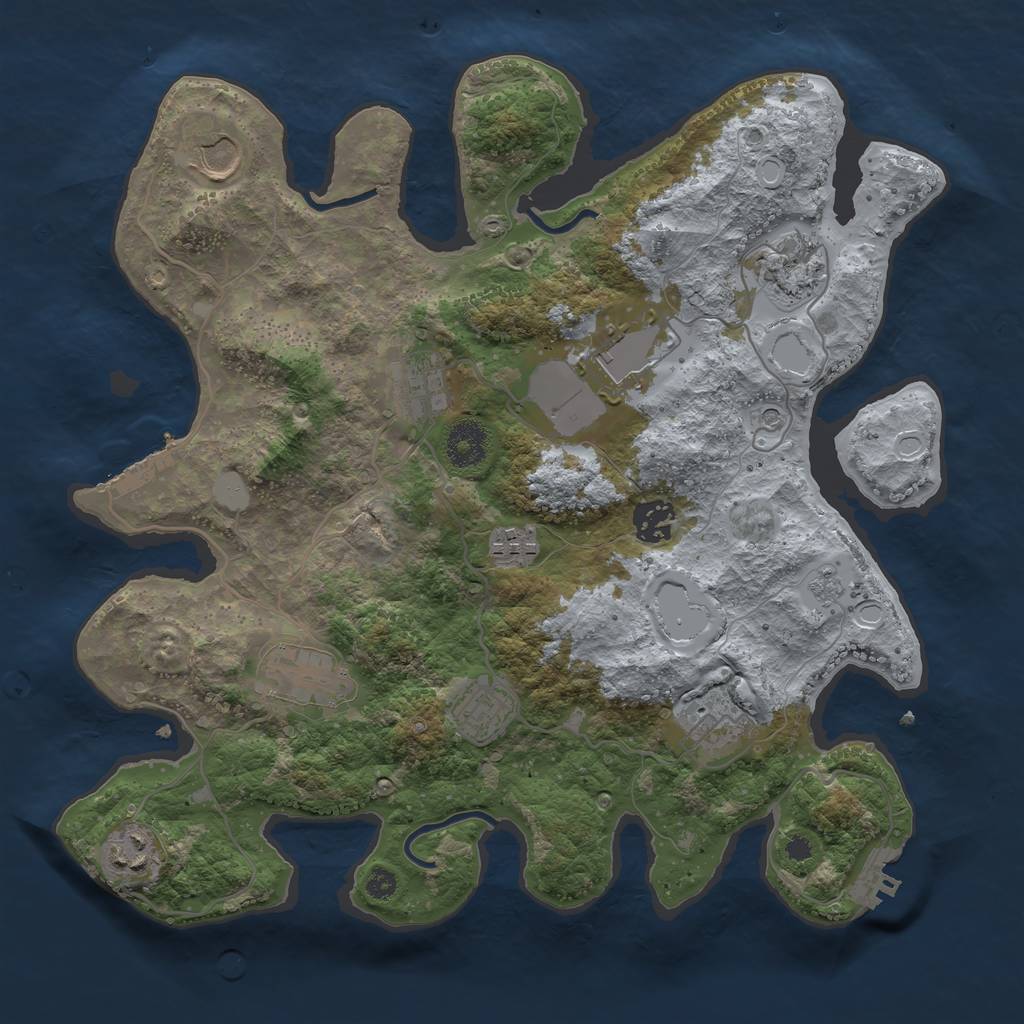 Rust Map: Procedural Map, Size: 3500, Seed: 397281, 17 Monuments
