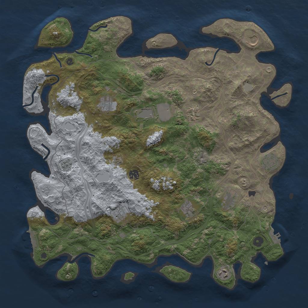Rust Map: Procedural Map, Size: 4500, Seed: 345678, 20 Monuments