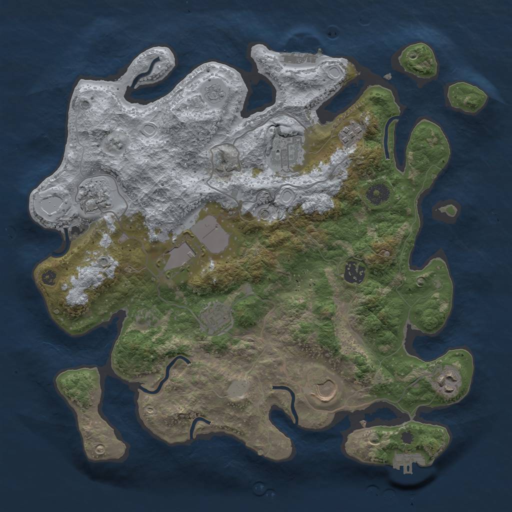 Rust Map: Procedural Map, Size: 3500, Seed: 758675068, 15 Monuments