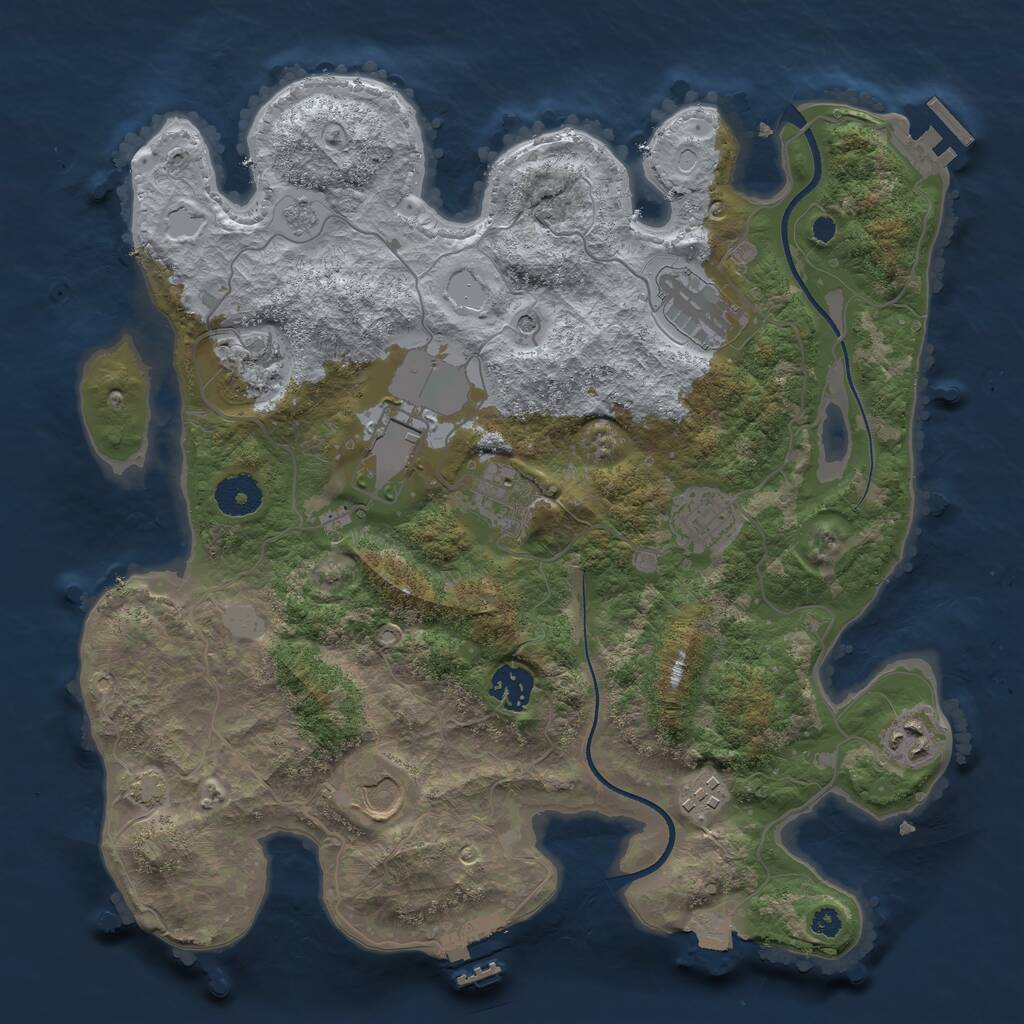 Rust Map: Procedural Map, Size: 3500, Seed: 84747, 15 Monuments