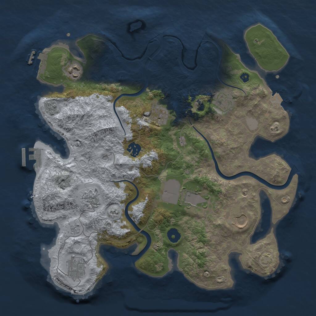 Rust Map: Procedural Map, Size: 3500, Seed: 390934161, 15 Monuments