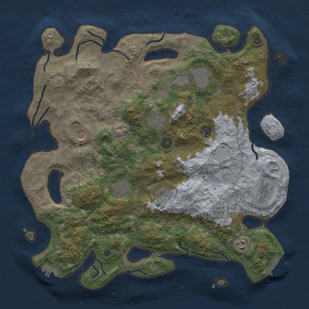 Rust Map: Procedural Map, Size: 4050, Seed: 301886667, 18 Monuments