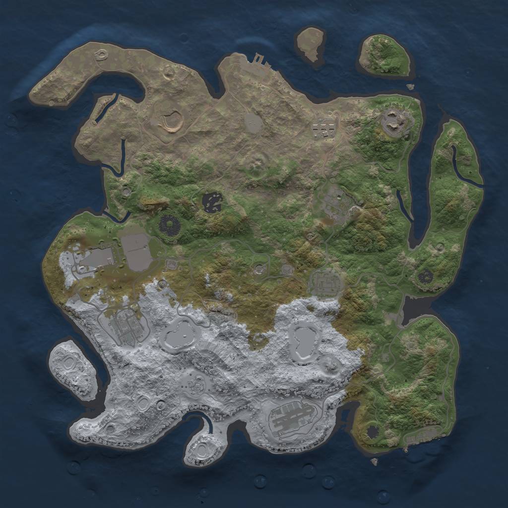 Rust Map: Procedural Map, Size: 3500, Seed: 274614451, 18 Monuments
