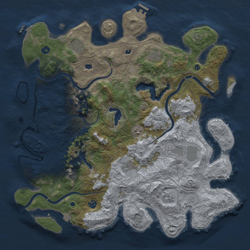 Rust Map: Procedural Map, Size: 4500, Seed: 245245245, 14 Monuments