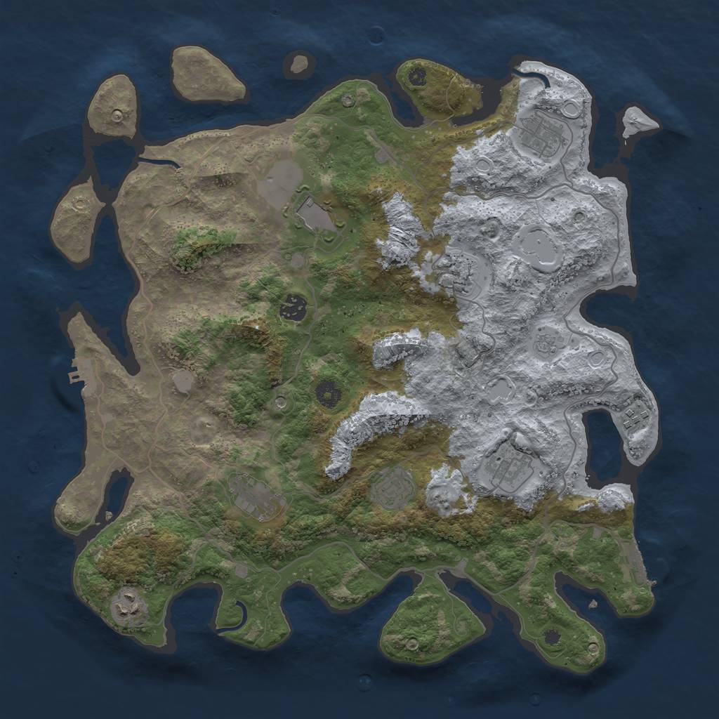 Rust Map: Procedural Map, Size: 4000, Seed: 256471833, 18 Monuments