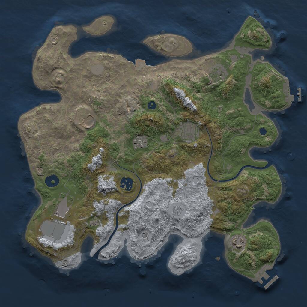 Rust Map: Procedural Map, Size: 3500, Seed: 536455, 13 Monuments