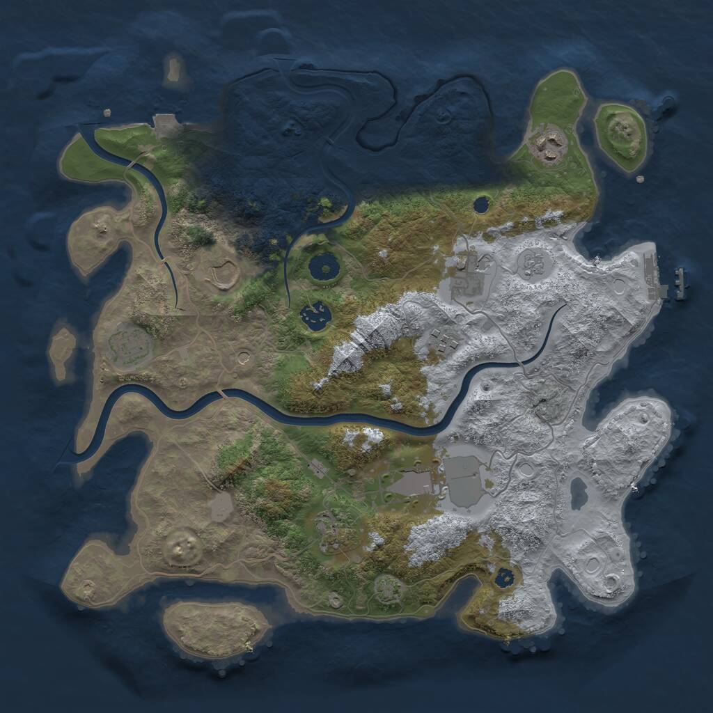 Rust Map: Procedural Map, Size: 3700, Seed: 33120002, 13 Monuments