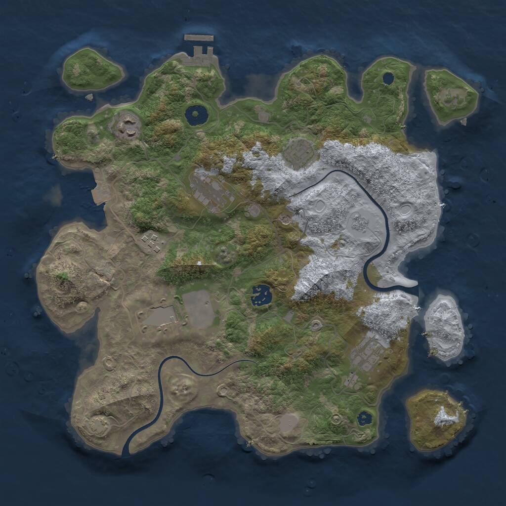 Rust Map: Procedural Map, Size: 3500, Seed: 37516010, 12 Monuments