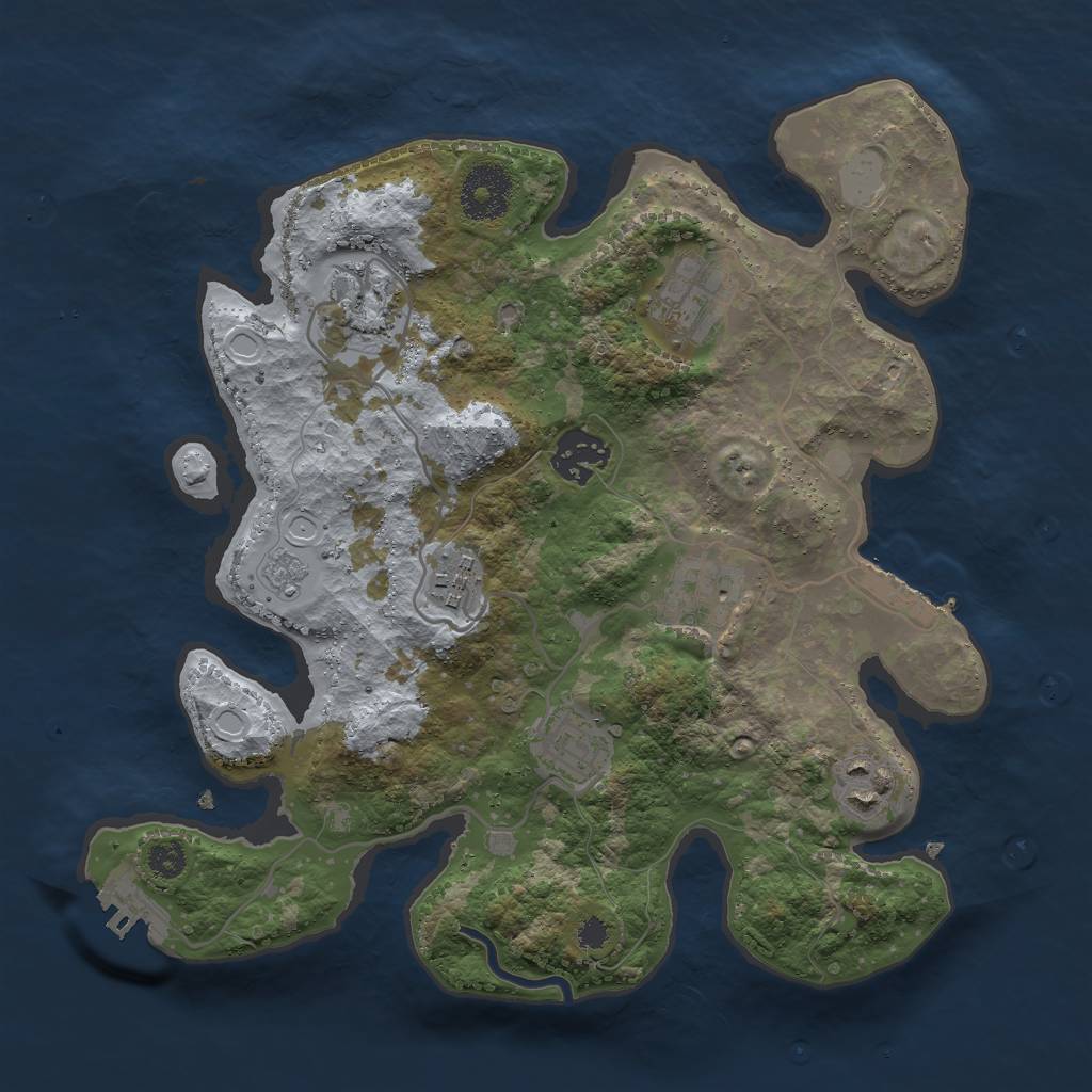 Rust Map: Procedural Map, Size: 3000, Seed: 15628156, 15 Monuments